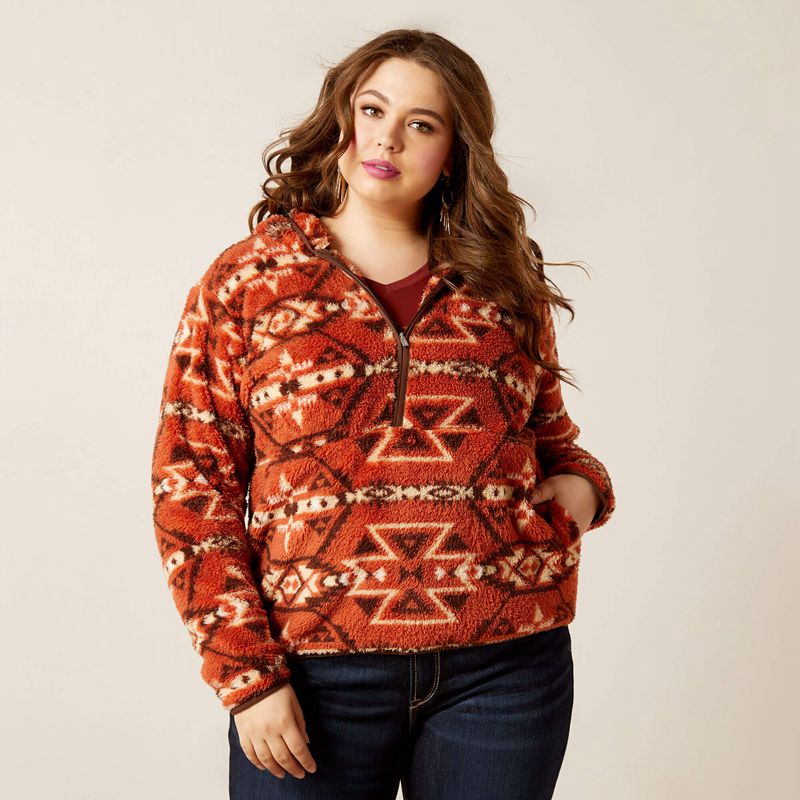 Ariat Real Berber Pullover Sweatshirt Burnt Brick Print Femme | CBU-93734827