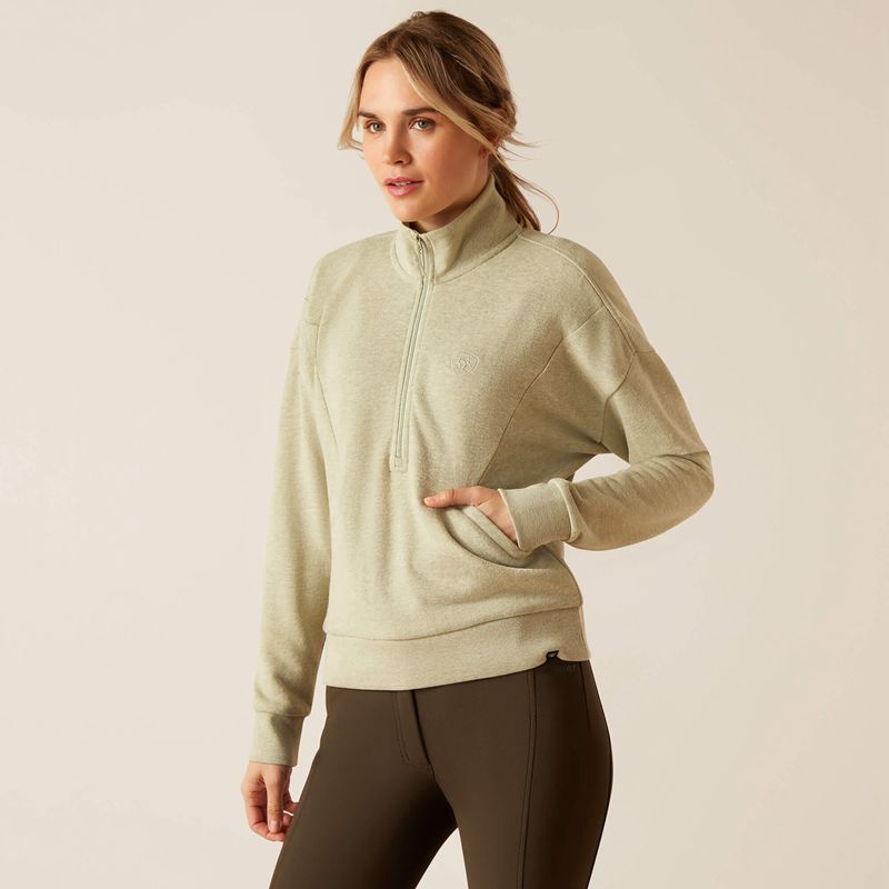 Ariat Friday Cotton 1/2 Zip Sweatshirt Vert Femme | XFI-55261455