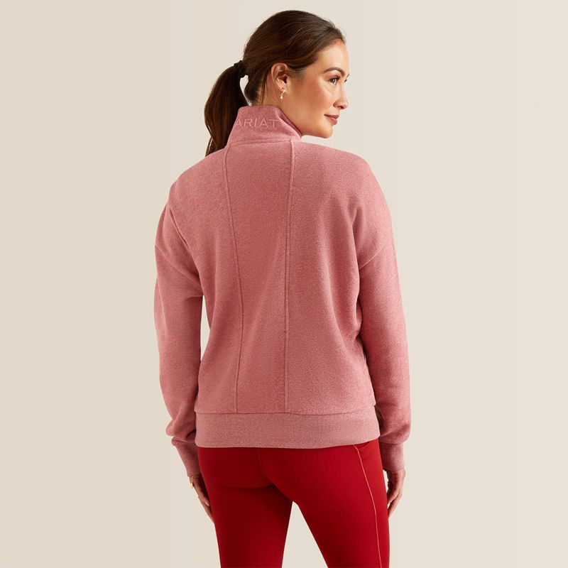 Ariat Friday Cotton 1/2 Zip Sweatshirt Rose Femme | DFR-72000015