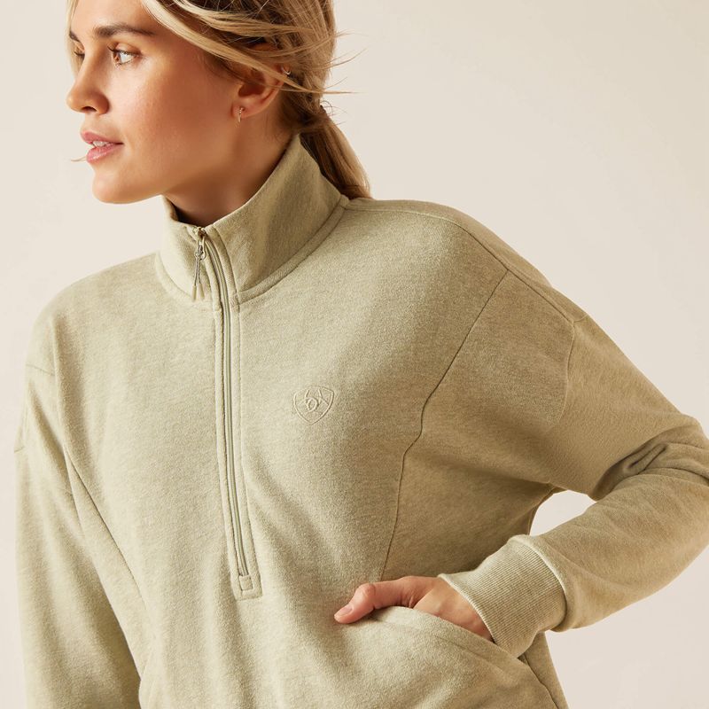 Ariat Friday Cotton 1/2 Zip Sweatshirt Vert Femme | XFI-55261455