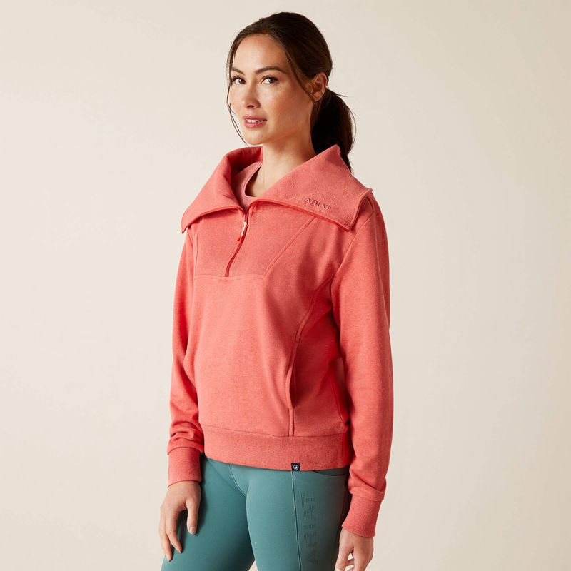 Ariat Fern 1/2 Zip Sweatshirt Heather Baked Apple Femme | WME-53340826