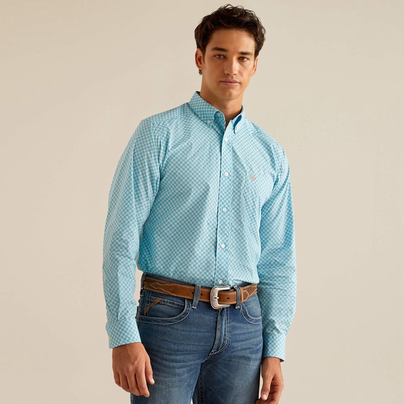 Ariat Kamron Fitted Shirt Sky Homme | BVA-34718271