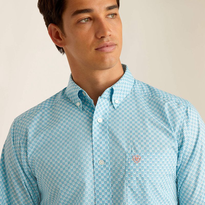 Ariat Kamron Fitted Shirt Sky Homme | BVA-34718271