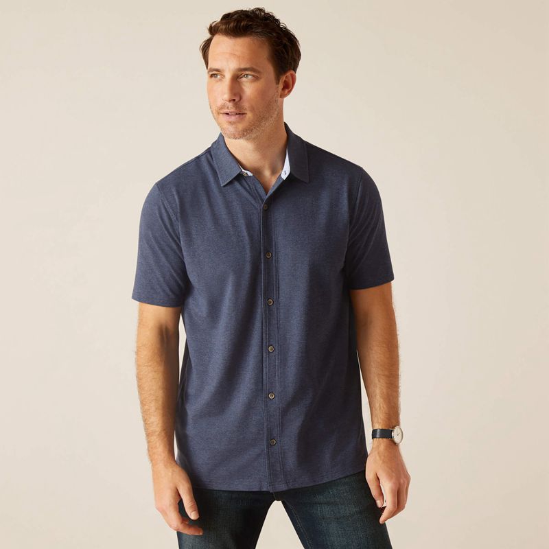 Ariat Ingleside Shirt Bleu Marine Homme | VBC-08982244