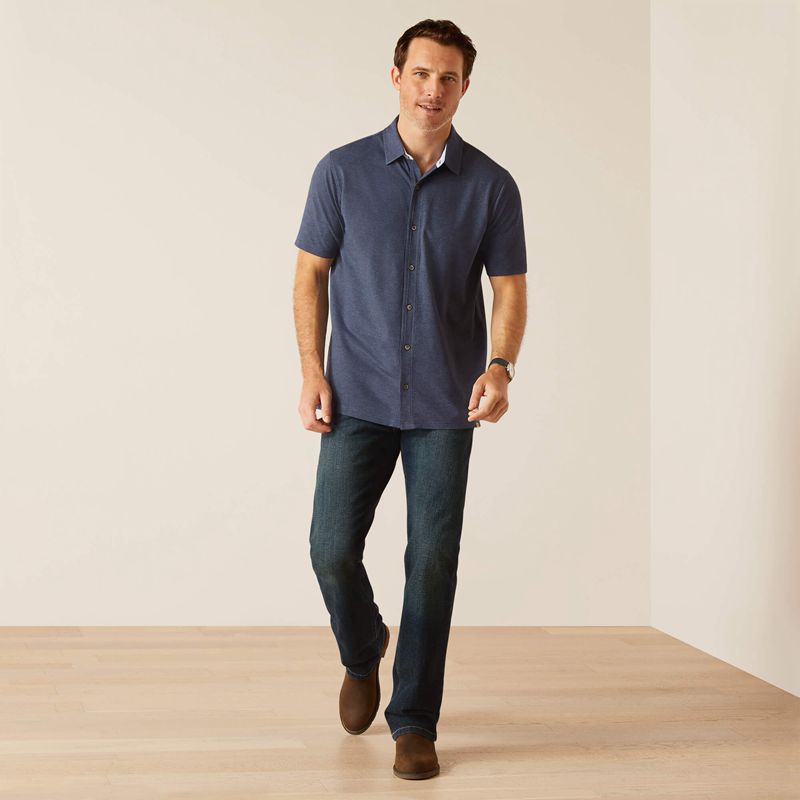 Ariat Ingleside Shirt Bleu Marine Homme | VBC-08982244