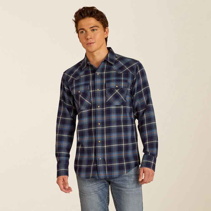 Ariat Hugo Retro Fit Shirt Bleu Homme | IVG-81714133