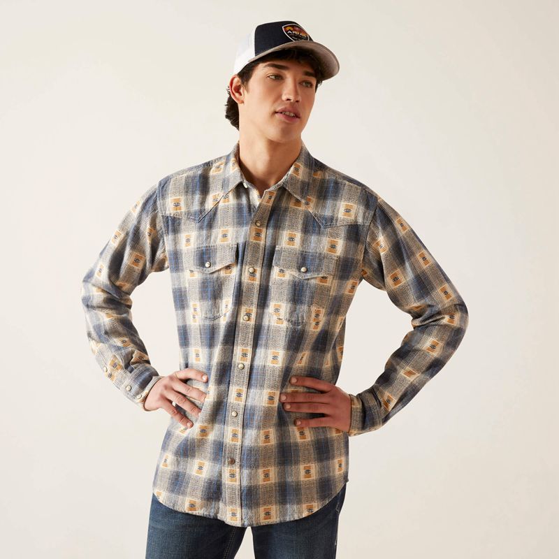 Ariat Hiro Retro Fit Shirt Vaporous Gray Homme | CYE-04808385