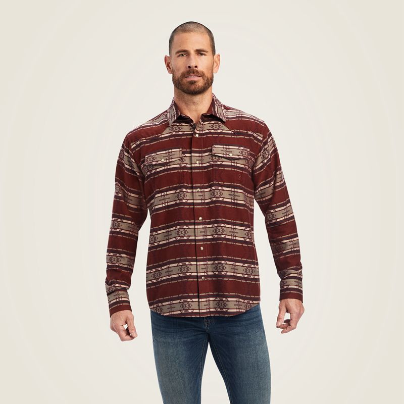 Ariat Hendrie Retro Fit Shirt Cherry Mahogany Homme | MNY-84006208