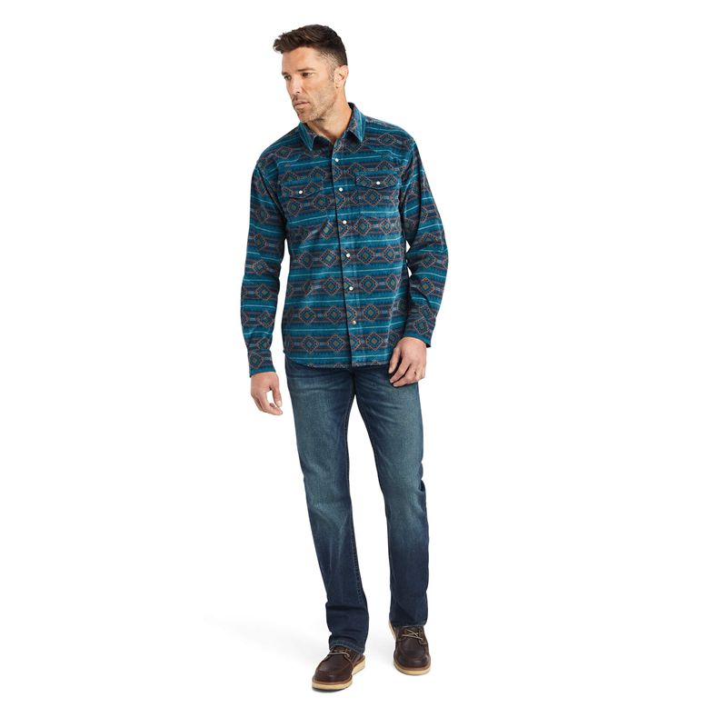 Ariat Hawkeye Corduroy Retro Fit Shirt Sylvan Teal Homme | PWW-84766435