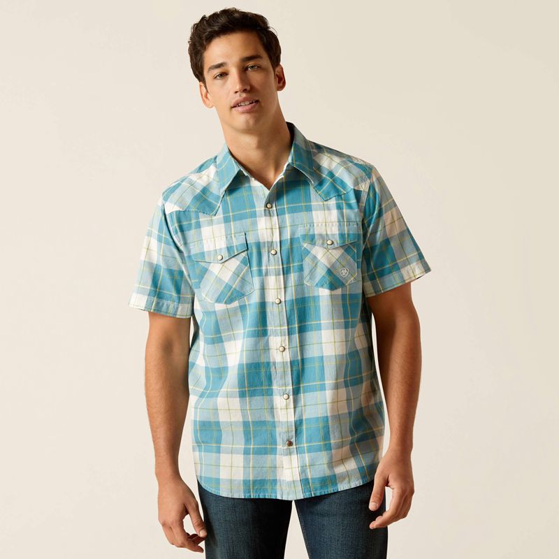 Ariat Harry Retro Fit Shirt Gasoline Homme | XEJ-30067284