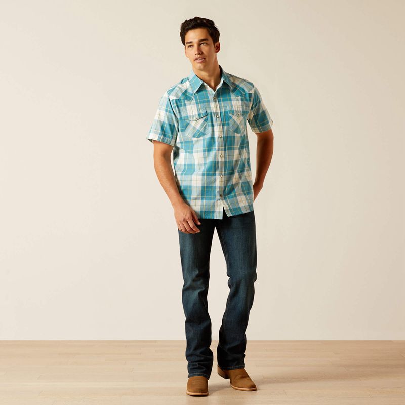 Ariat Harry Retro Fit Shirt Gasoline Homme | XEJ-30067284