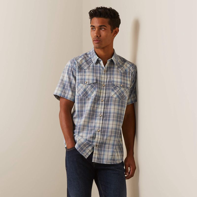 Ariat Halterman Retro Fit Shirt Blanche Homme | RSS-82188657