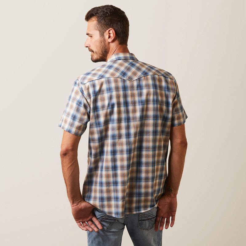 Ariat Hallwood Retro Fit Shirt Bleu Homme | YBT-94878386