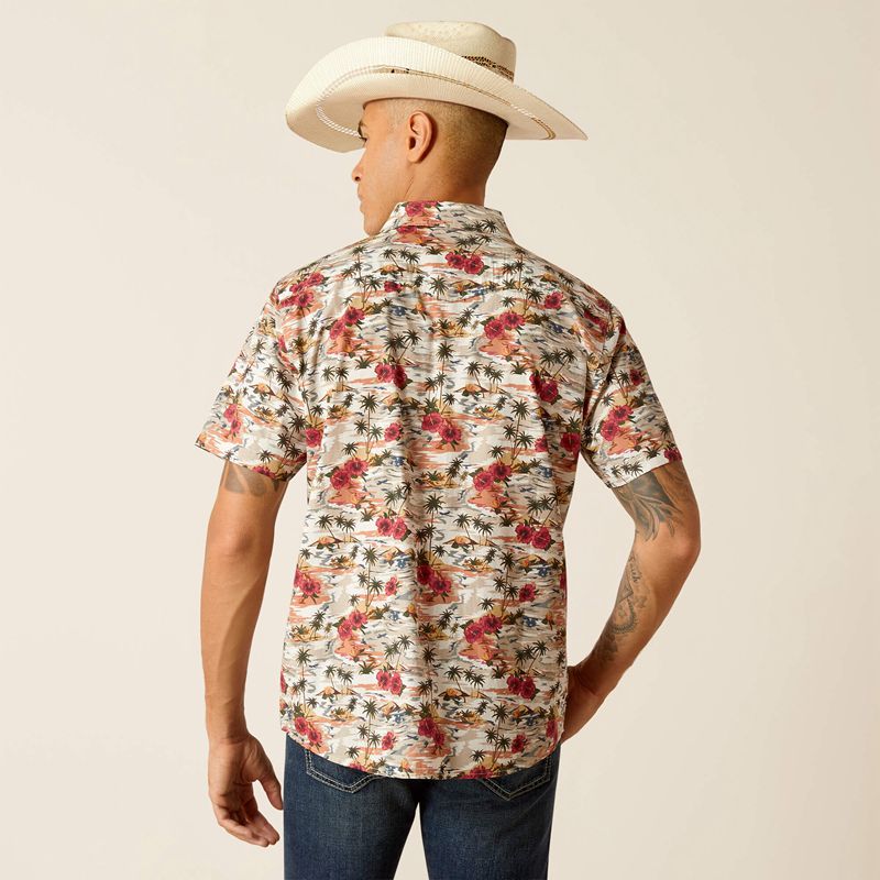 Ariat Hakeem Retro Fit Shirt Egret Homme | BJJ-80031127