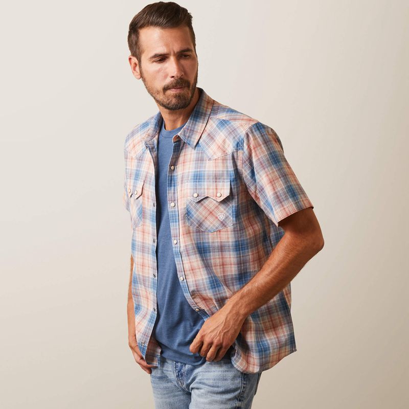 Ariat Hadrian Retro Fit Shirt Bleu Homme | VRA-24550227