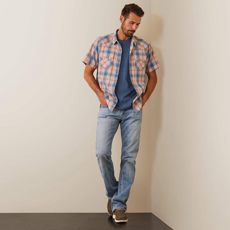 Ariat Hadrian Retro Fit Shirt Bleu Homme | VRA-24550227