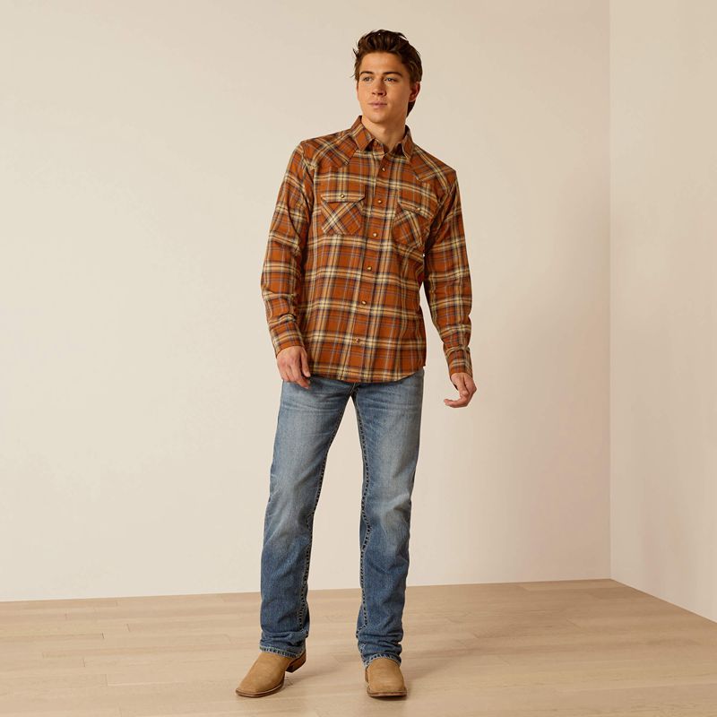 Ariat Haiden Retro Fit Shirt Roasted Pecan Homme | WIU-03809523