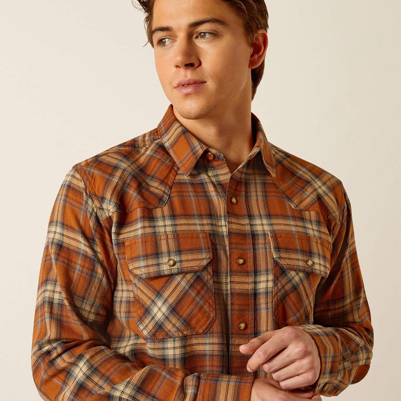 Ariat Haiden Retro Fit Shirt Roasted Pecan Homme | WIU-03809523