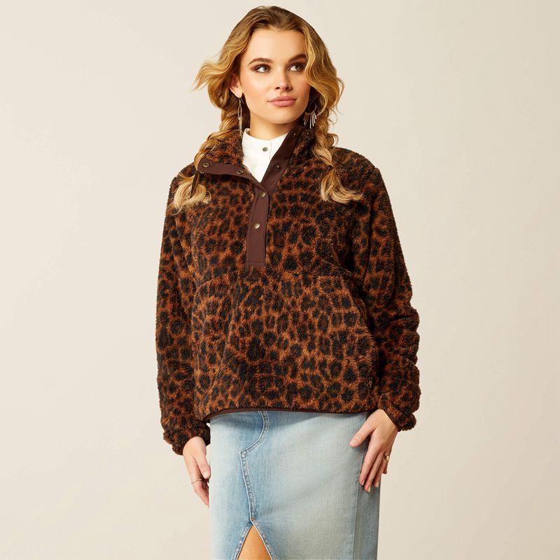 Ariat Berber Snap Front Sweatshirt Leopard Femme | KIA-51981862