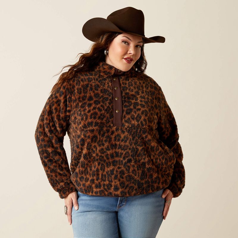 Ariat Berber Snap Front Sweatshirt Leopard Femme | KIA-51981862