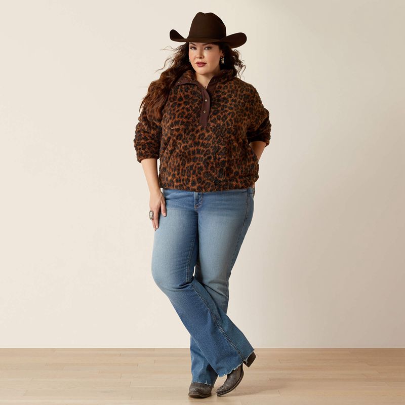 Ariat Berber Snap Front Sweatshirt Leopard Femme | KIA-51981862