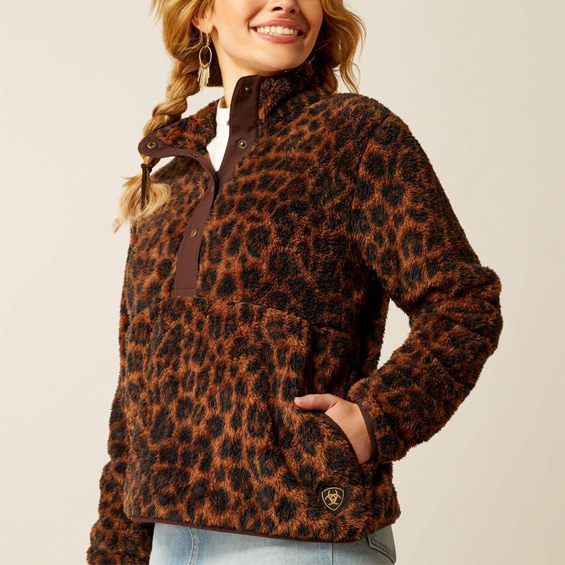 Ariat Berber Snap Front Sweatshirt Leopard Femme | KIA-51981862