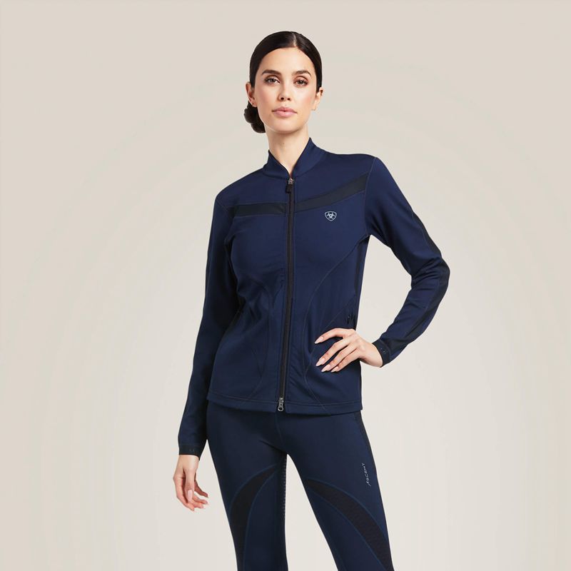 Ariat Ascent Full Zip Sweatshirt Bleu Marine Femme | UPL-02011041