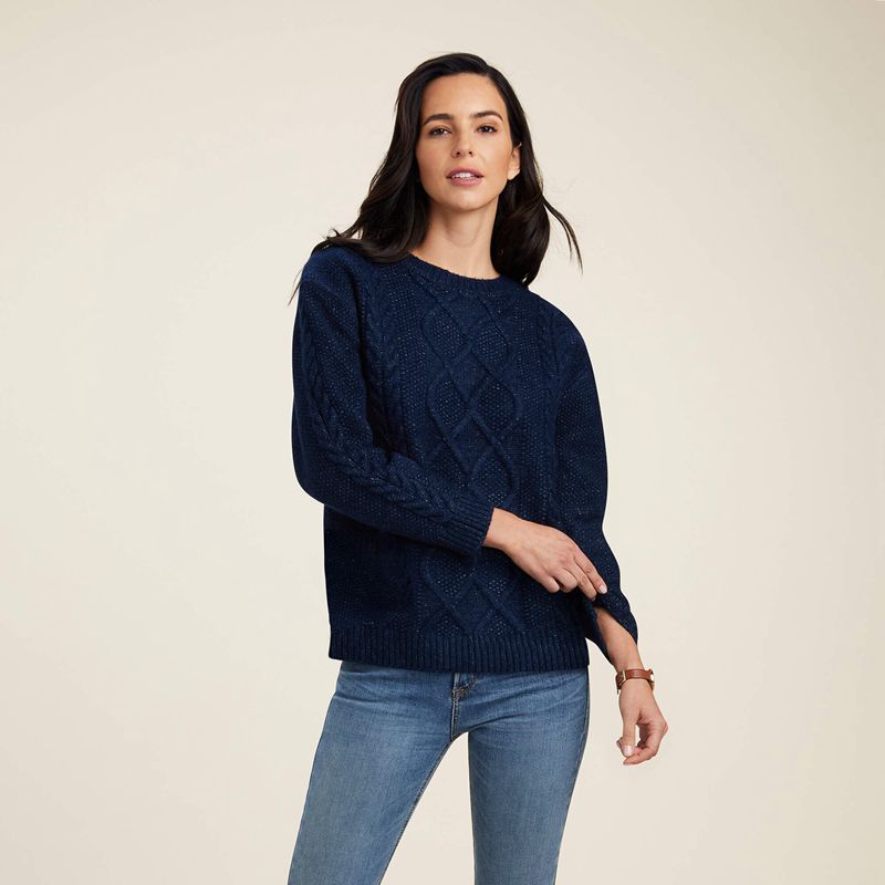 Ariat Winter Quarter Sweater Bleu Marine Femme | QTI-34236806