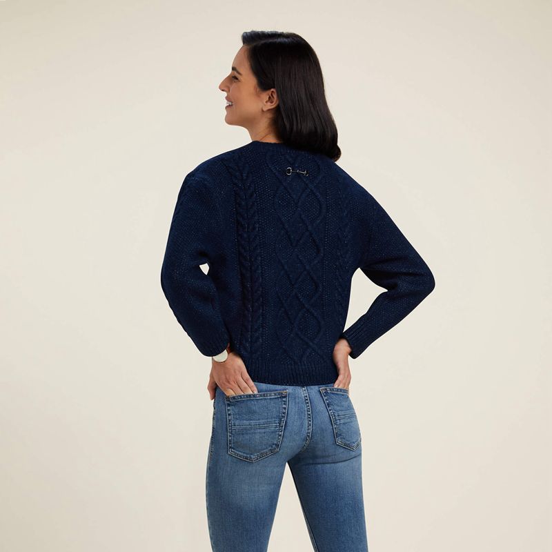 Ariat Winter Quarter Sweater Bleu Marine Femme | QTI-34236806