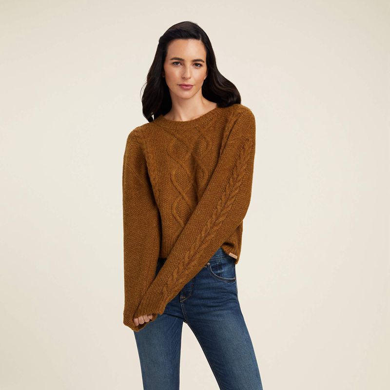 Ariat Winter Quarter Sweater Chestnut Femme | ZZF-90244815