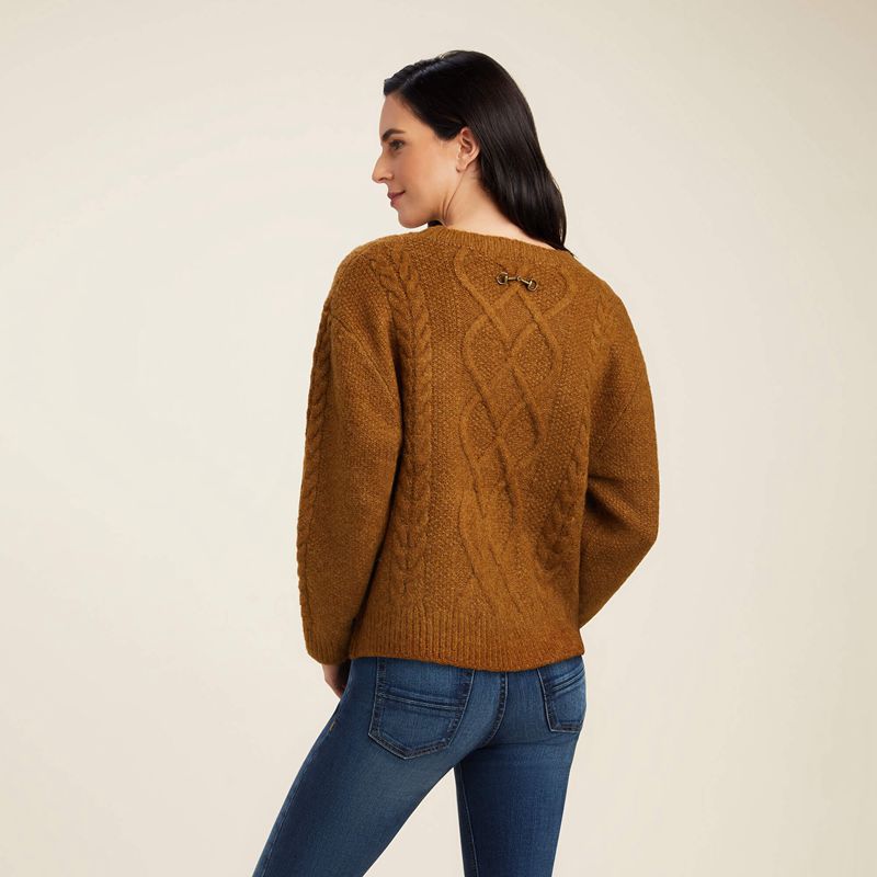 Ariat Winter Quarter Sweater Chestnut Femme | ZZF-90244815