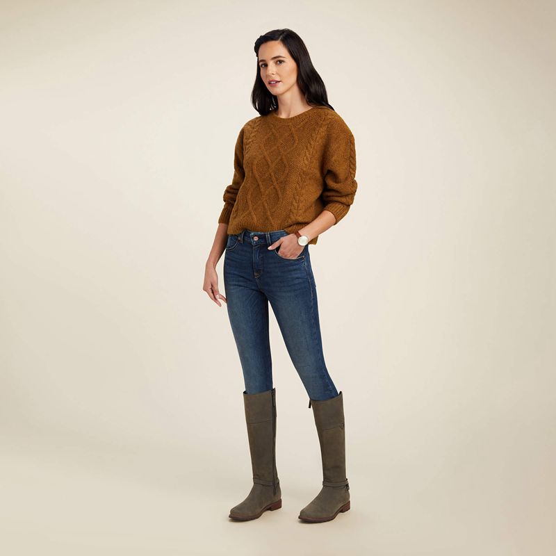 Ariat Winter Quarter Sweater Chestnut Femme | ZZF-90244815