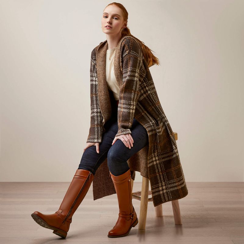 Ariat Saratoga Cardigan Mole Plaid Femme | SEO-04472147