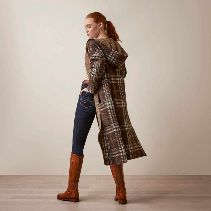 Ariat Saratoga Cardigan Mole Plaid Femme | SEO-04472147