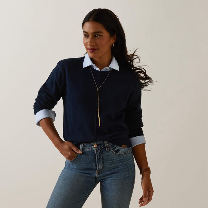 Ariat Peninsula Sweater Bleu Marine Femme | WTL-12388056