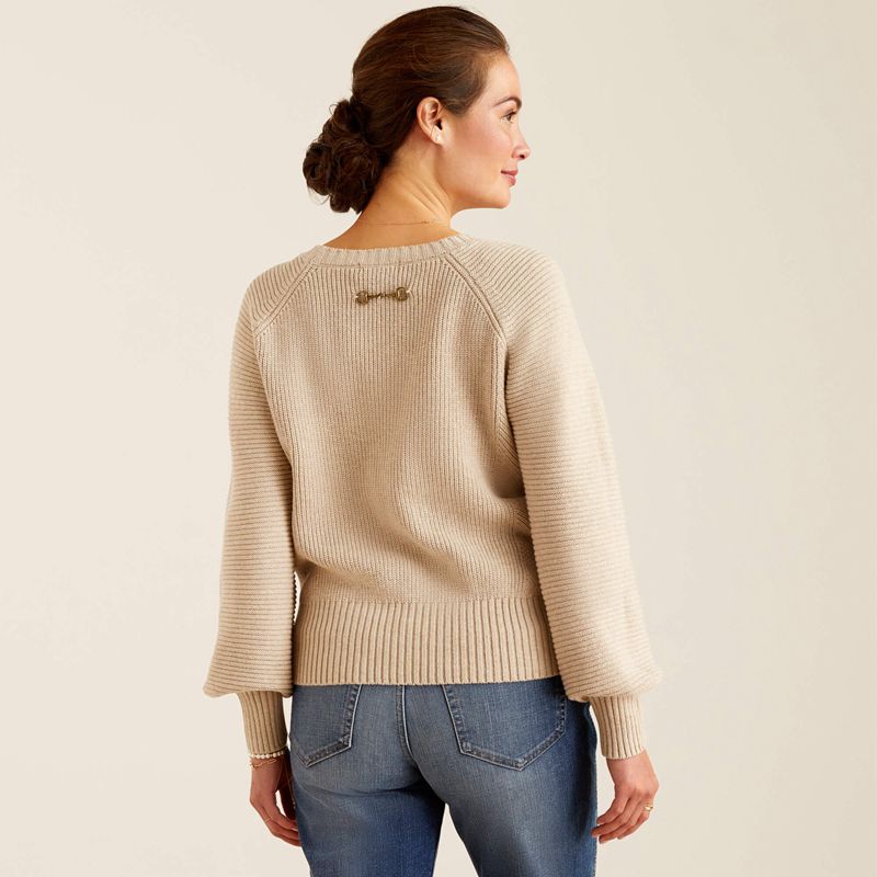 Ariat Malvern Sweater Oatmeal Heather Femme | QAG-28576783