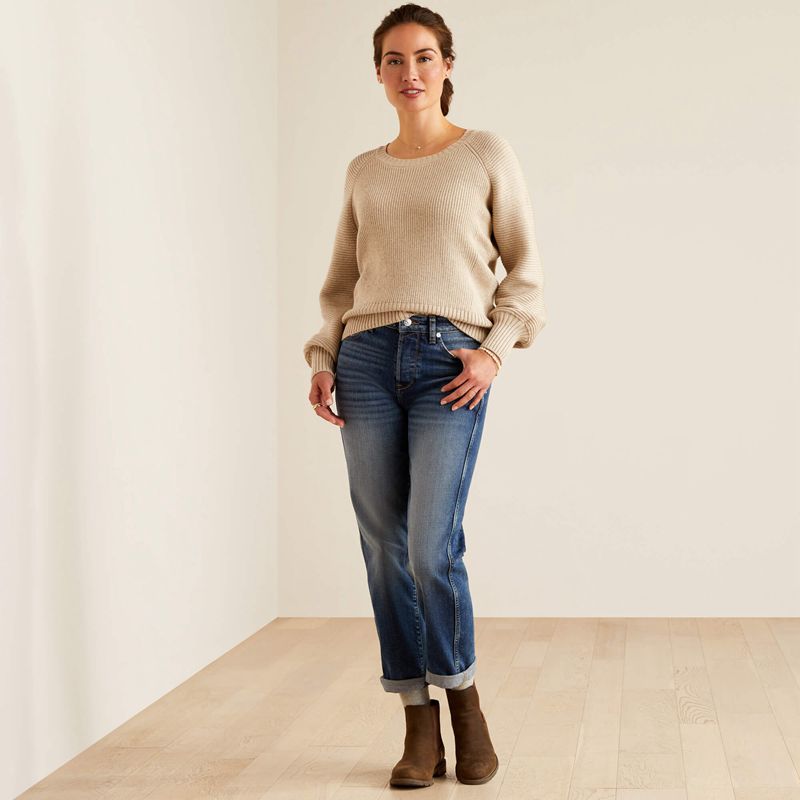 Ariat Malvern Sweater Oatmeal Heather Femme | QAG-28576783