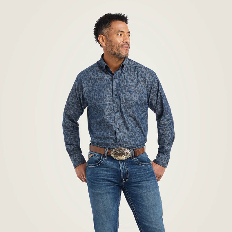 Ariat Girard Classic Fit Shirt Bleu Homme | VUN-75887994