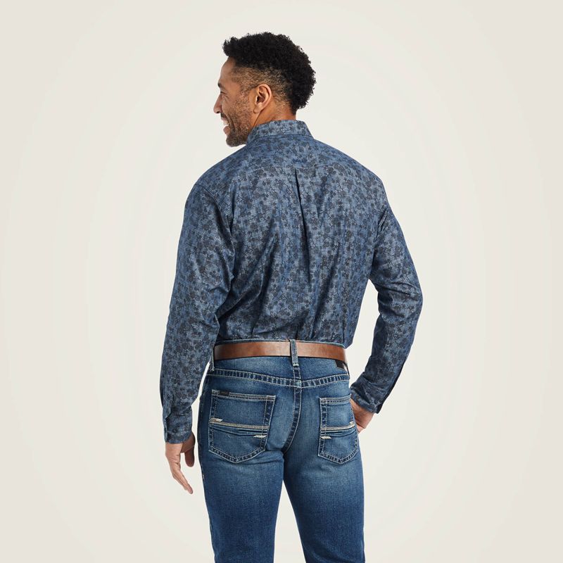 Ariat Girard Classic Fit Shirt Bleu Homme | VUN-75887994