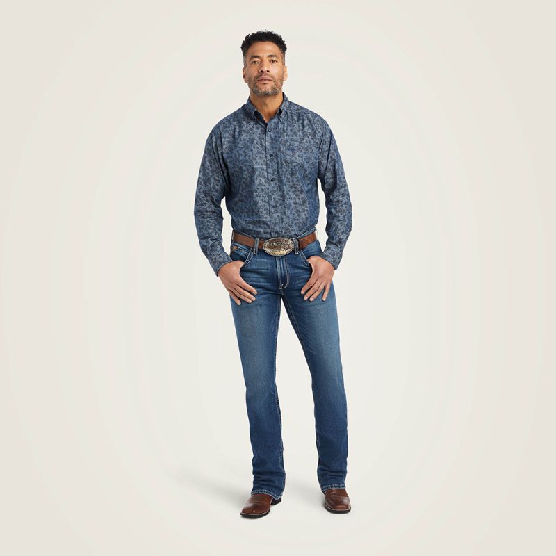 Ariat Girard Classic Fit Shirt Bleu Homme | VUN-75887994