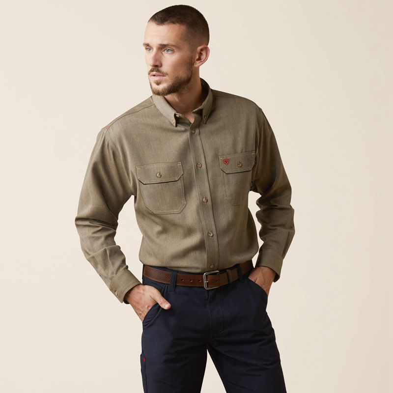 Ariat Fr Air Inherent Work Shirt Kaki Homme | SHU-18505566