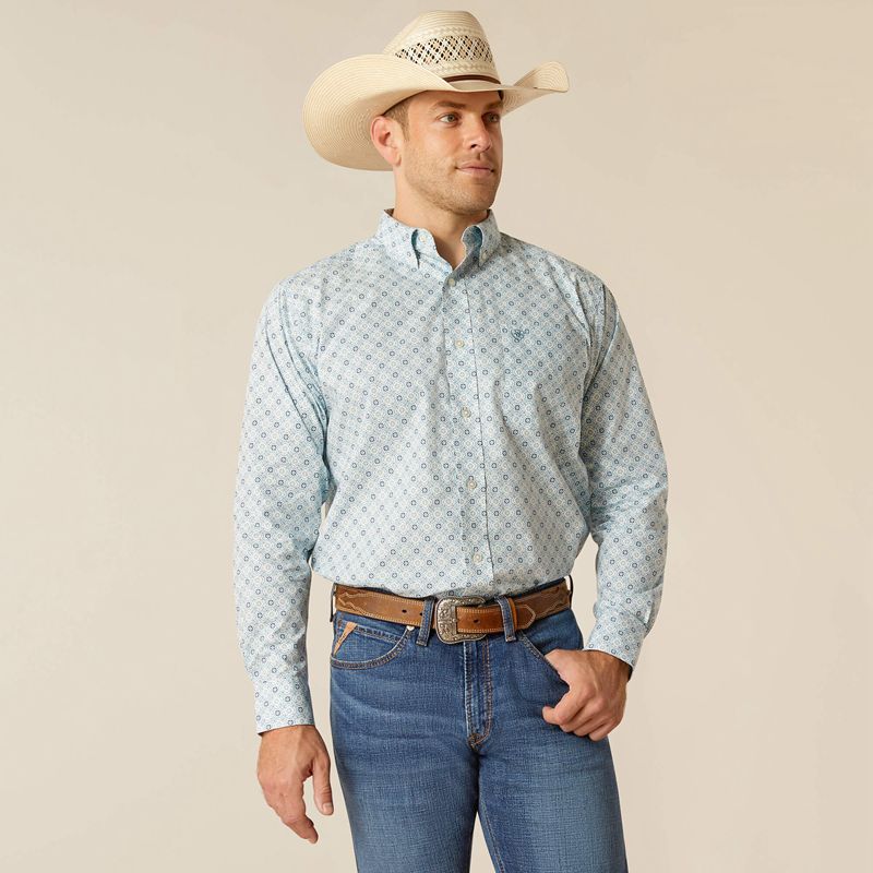 Ariat Eamon Classic Fit Shirt Bleu Homme | WMT-70952072