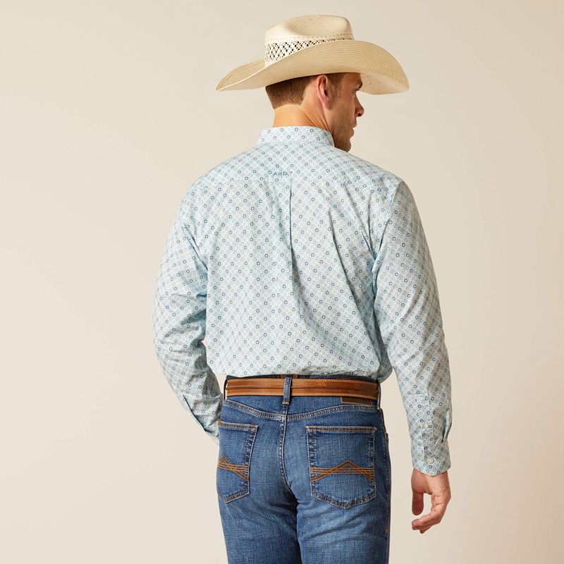 Ariat Eamon Classic Fit Shirt Bleu Homme | WMT-70952072