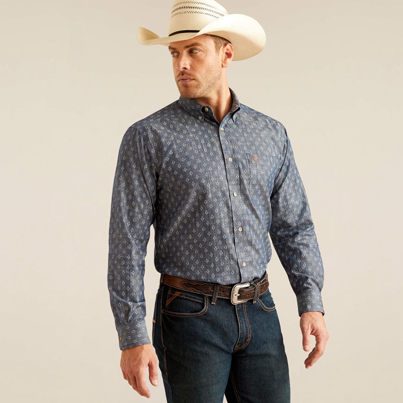 Ariat Dillon Classic Fit Shirt Bleu Homme | WBR-48596218