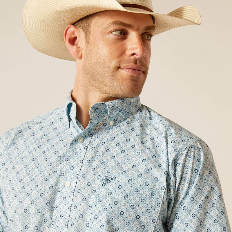 Ariat Eamon Classic Fit Shirt Bleu Homme | WMT-70952072