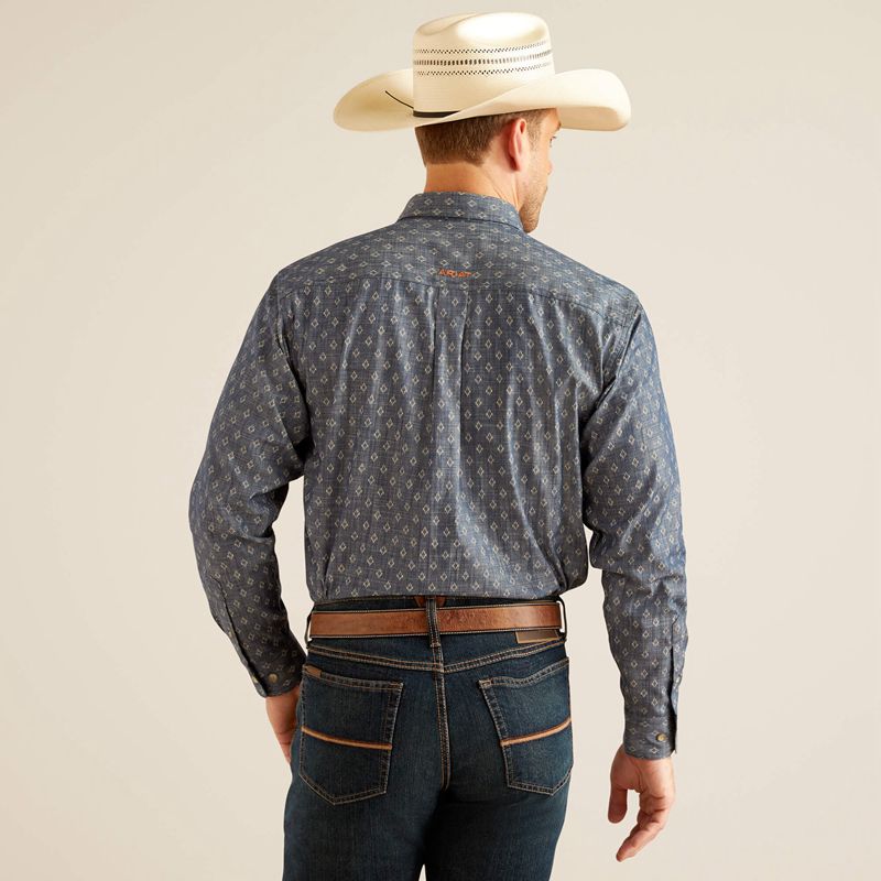 Ariat Dillon Classic Fit Shirt Bleu Homme | WBR-48596218