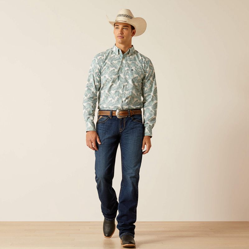 Ariat Eamanuel Fitted Shirt Reef Water Homme | JCS-25006862