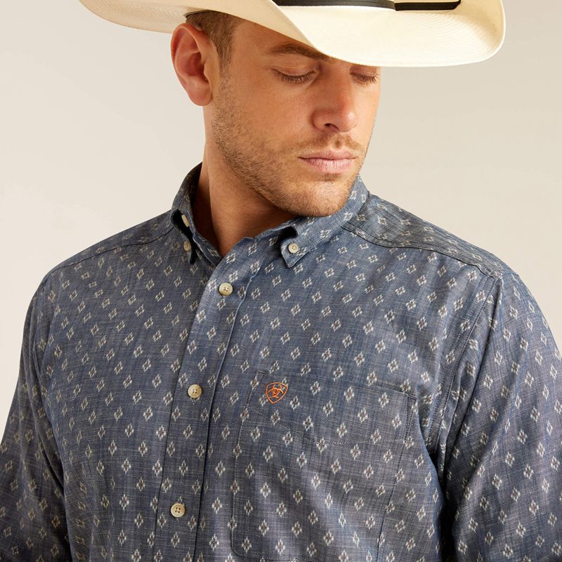 Ariat Dillon Classic Fit Shirt Bleu Homme | WBR-48596218