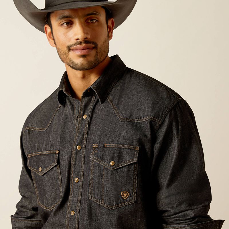 Ariat Denim Shirt Noir Homme | MGG-59654612