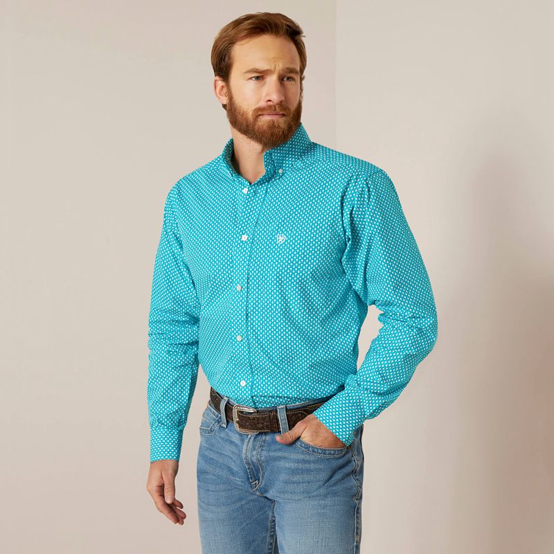 Ariat Blaine Fitted Shirt Turquoise Homme | WGS-52328456